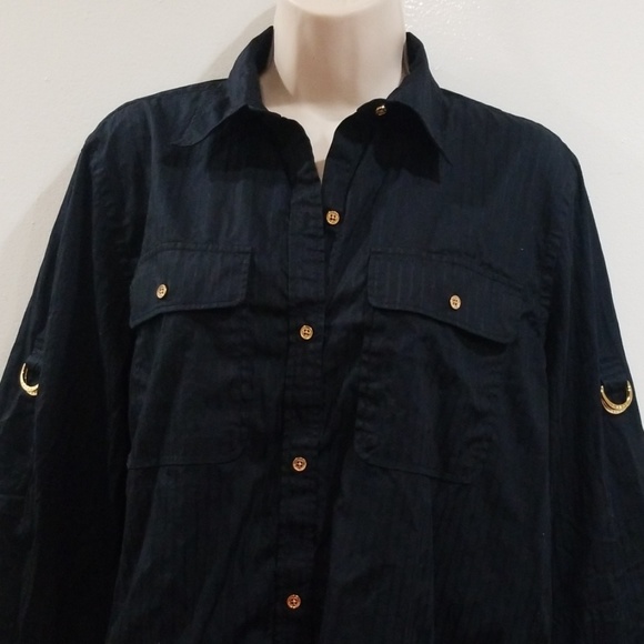 Lauren Ralph Lauren women's black with gold blouse - Picture 5 of 17